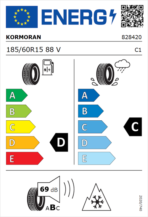 Tyre Label for Kormoran All Season 185/60R15 88V