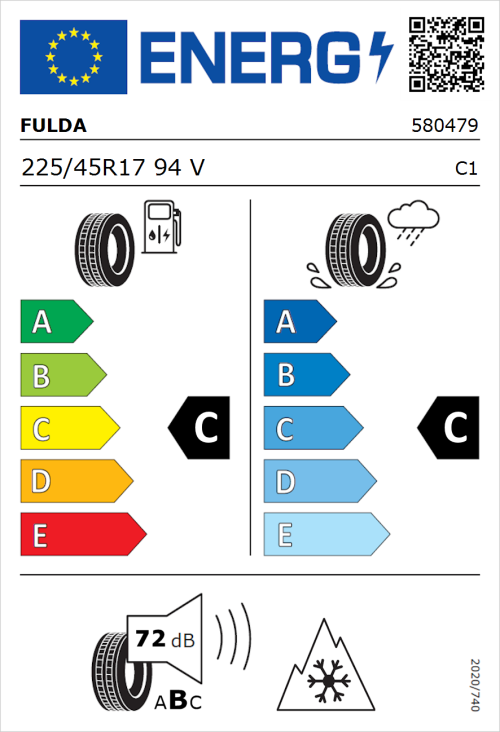 Tyre Label for Fulda MultiControl 225/45R17 94V
