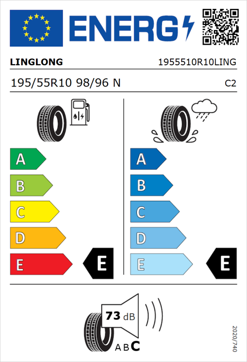 Tyre Label for Linglong R701 195/55R10 98/96N